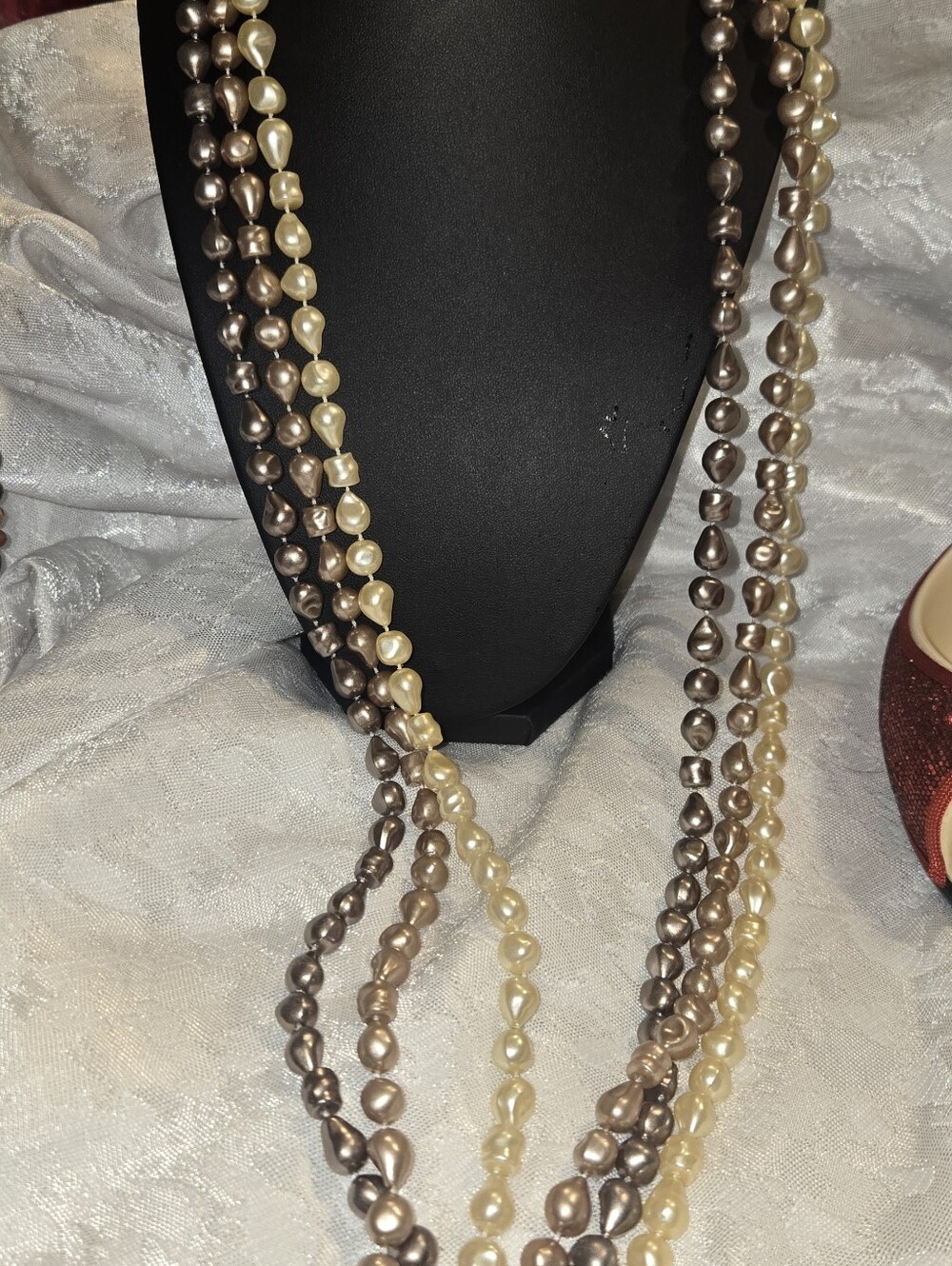 Multi-Strand Pearl Necklace in Cream and Taupe - Picture 1 of 1